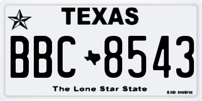 TX license plate BBC8543