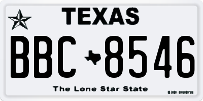 TX license plate BBC8546