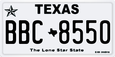TX license plate BBC8550