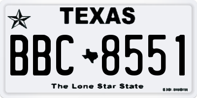 TX license plate BBC8551