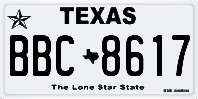 TX license plate BBC8617