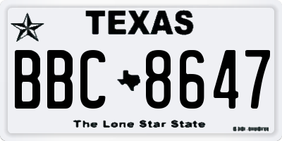TX license plate BBC8647