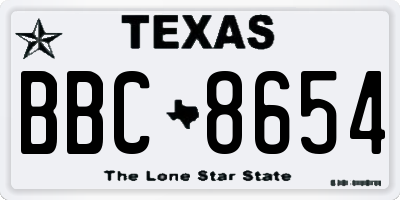 TX license plate BBC8654