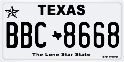 TX license plate BBC8668