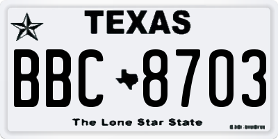 TX license plate BBC8703