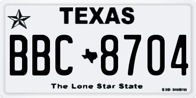 TX license plate BBC8704