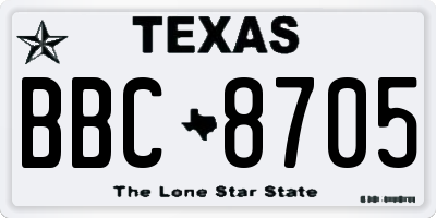 TX license plate BBC8705