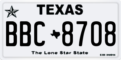 TX license plate BBC8708