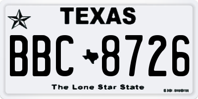 TX license plate BBC8726