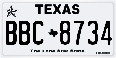 TX license plate BBC8734