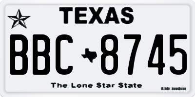 TX license plate BBC8745