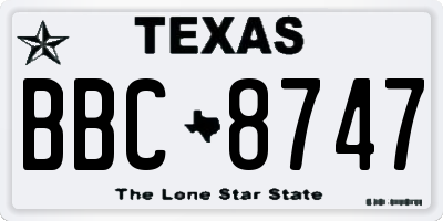 TX license plate BBC8747