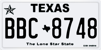 TX license plate BBC8748