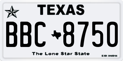 TX license plate BBC8750