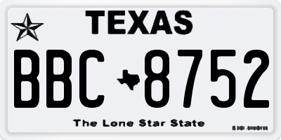 TX license plate BBC8752