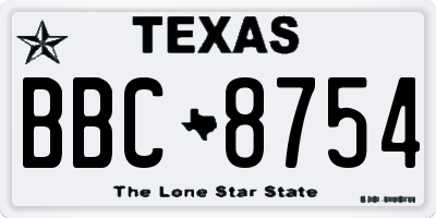 TX license plate BBC8754
