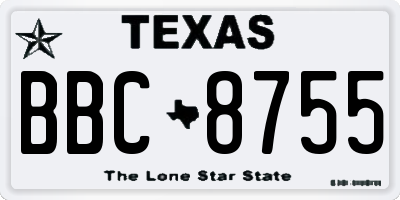 TX license plate BBC8755