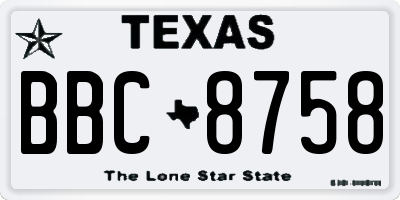 TX license plate BBC8758