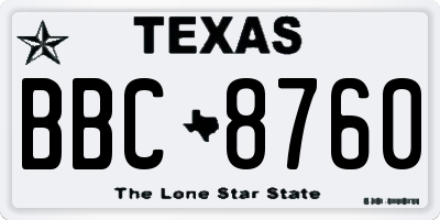 TX license plate BBC8760