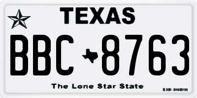 TX license plate BBC8763