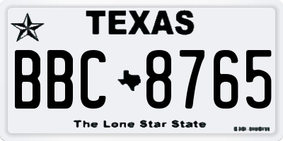 TX license plate BBC8765