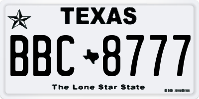 TX license plate BBC8777