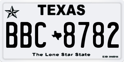 TX license plate BBC8782