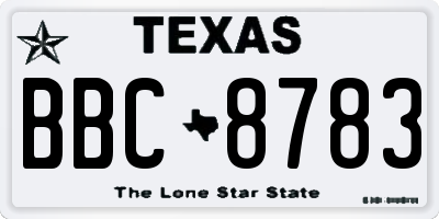TX license plate BBC8783