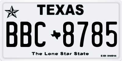 TX license plate BBC8785