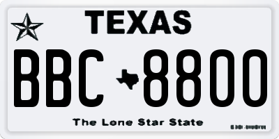 TX license plate BBC8800