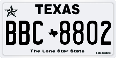 TX license plate BBC8802