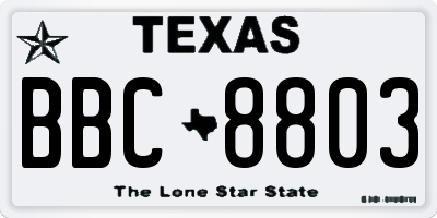 TX license plate BBC8803