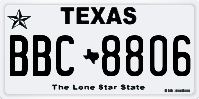 TX license plate BBC8806