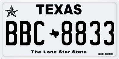 TX license plate BBC8833