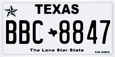 TX license plate BBC8847