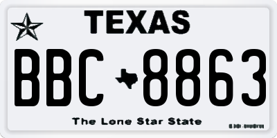 TX license plate BBC8863