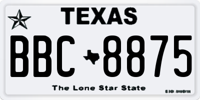 TX license plate BBC8875