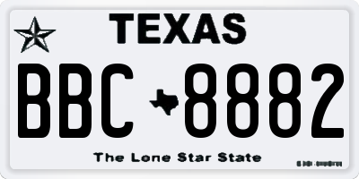 TX license plate BBC8882