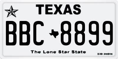 TX license plate BBC8899
