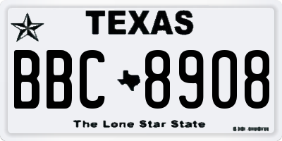 TX license plate BBC8908