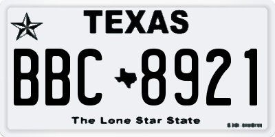 TX license plate BBC8921