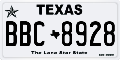 TX license plate BBC8928