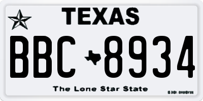 TX license plate BBC8934
