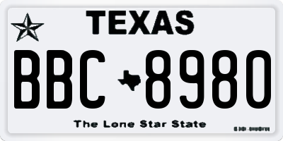 TX license plate BBC8980