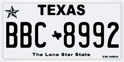 TX license plate BBC8992