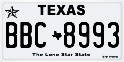 TX license plate BBC8993