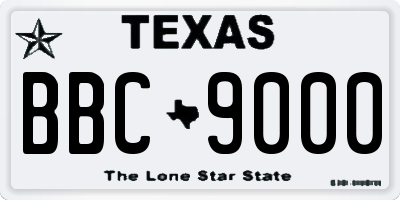 TX license plate BBC9000
