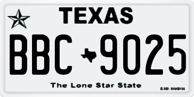 TX license plate BBC9025