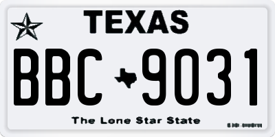 TX license plate BBC9031