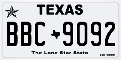 TX license plate BBC9092